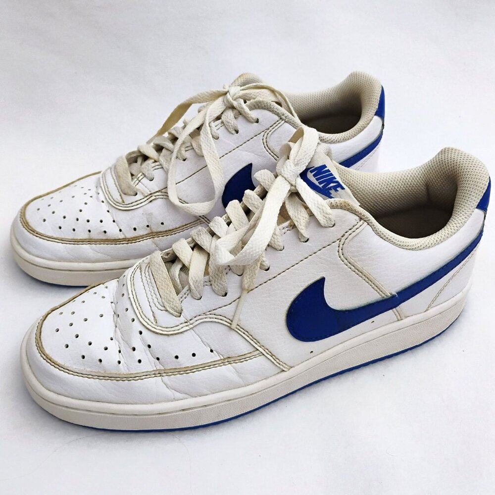 Nike Court Vision Low Sneakers - White / Blue - Men Size 7 - FZ0624-100